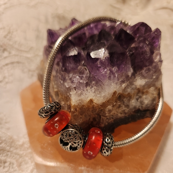 Chamilia Bracelet with Pandora Beads & Pandora Tree of Life. - Picture 1 of 5